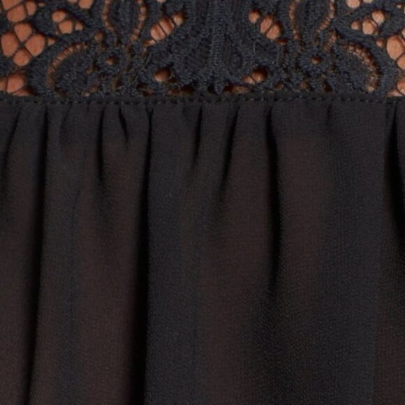For Love and Lemons Sacramento Blouse Black Sheer Lace Long Sleeves Size Small - Picture 12 of 16